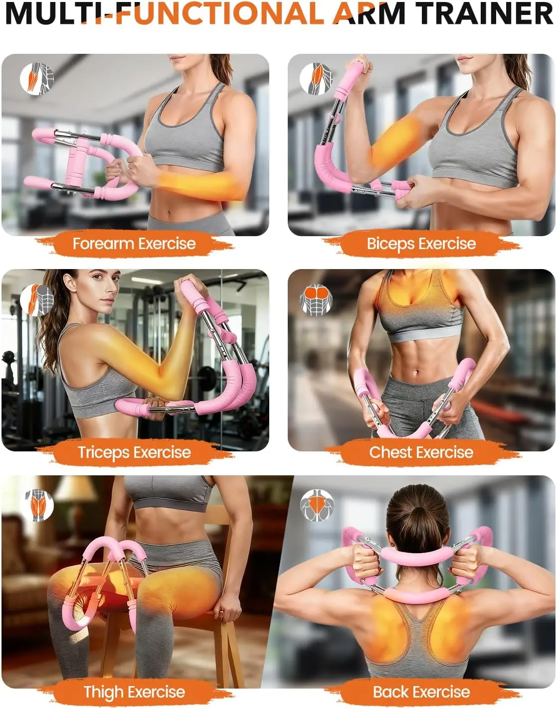 Twister Arm Trainer for Women Beginner & Pro, Adjustable Levels(20-40/40-60LB) Chest Workout Equipment with 4 Springs for Men &