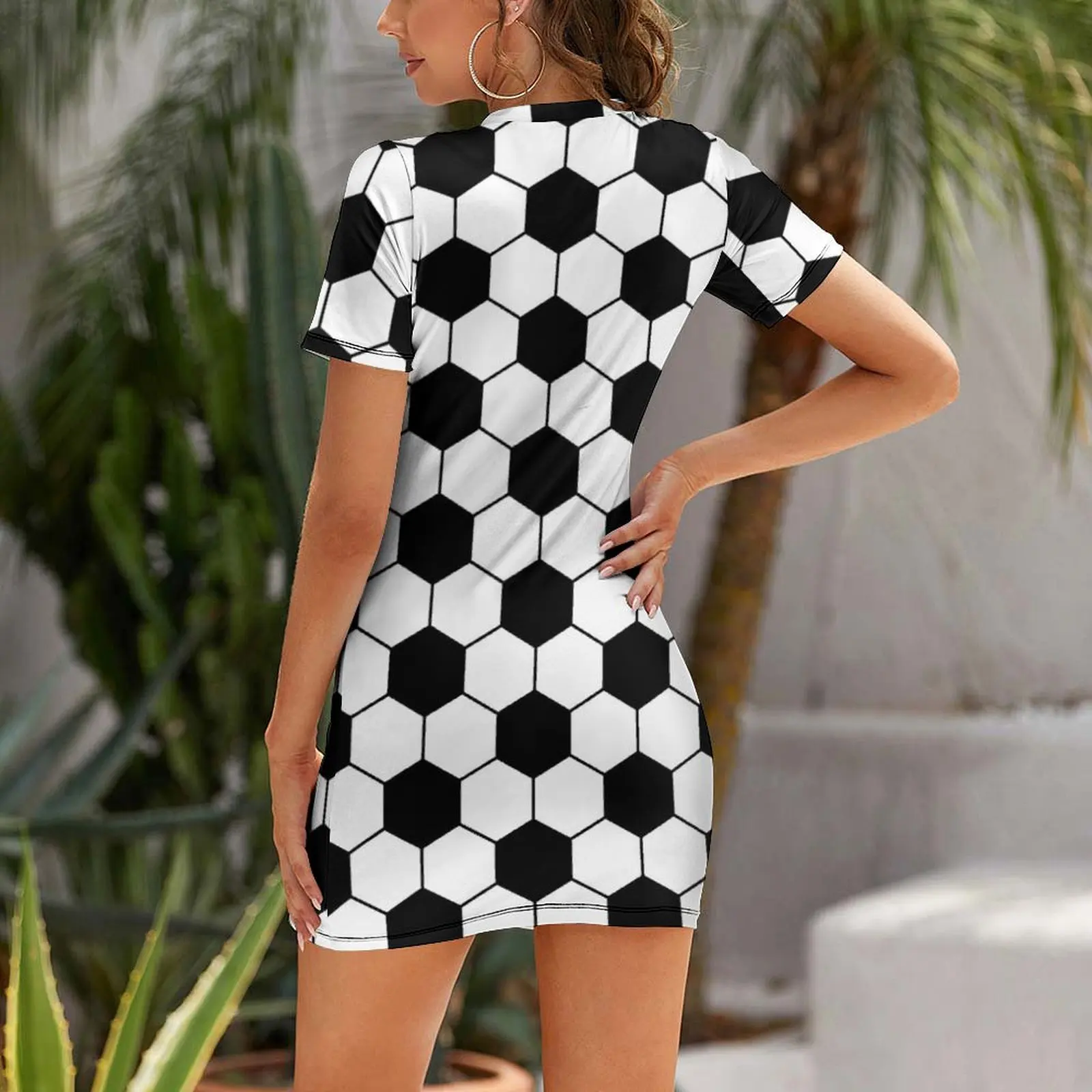 Soccer Ball Short Sleeved Dress beach outfits for women Elegant gowns Dress