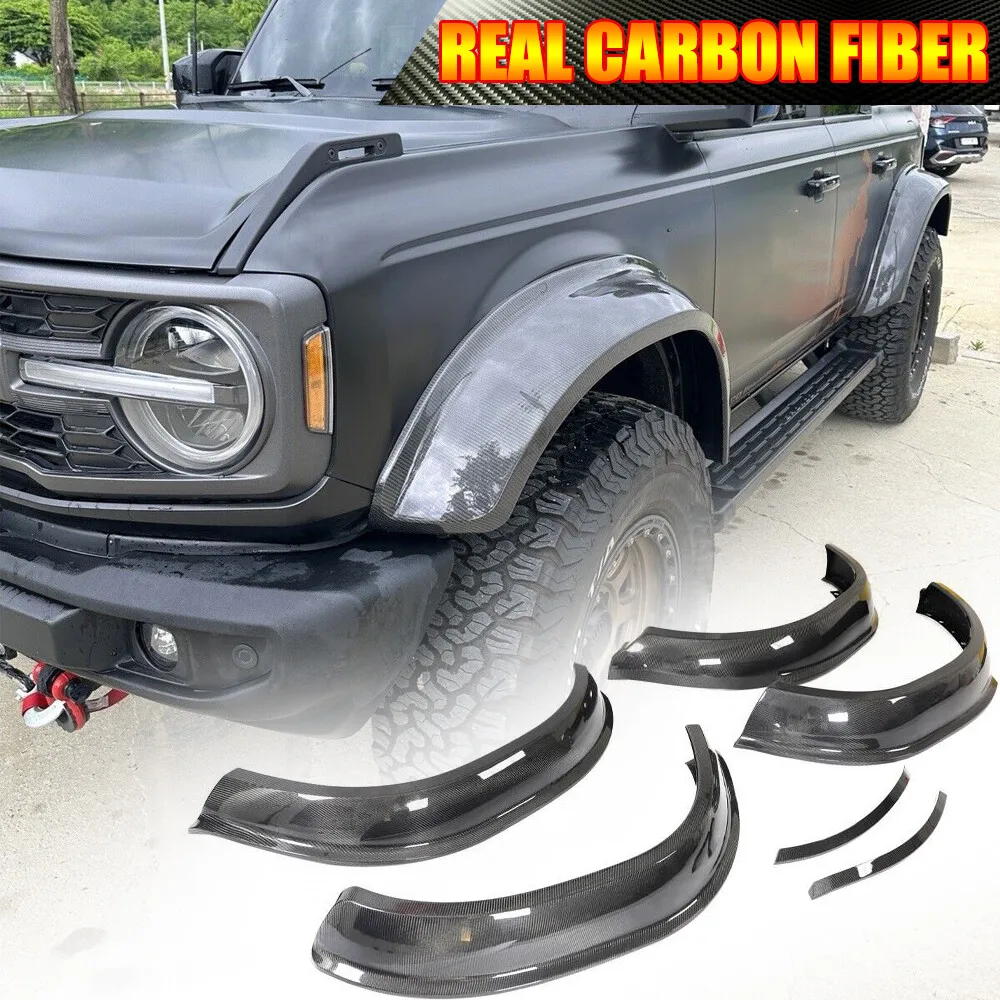 For Ford Bronco 2021-2023 REAL CARBON WIDE Fender Flares Arch Wheel Extra Kits Car Accessories