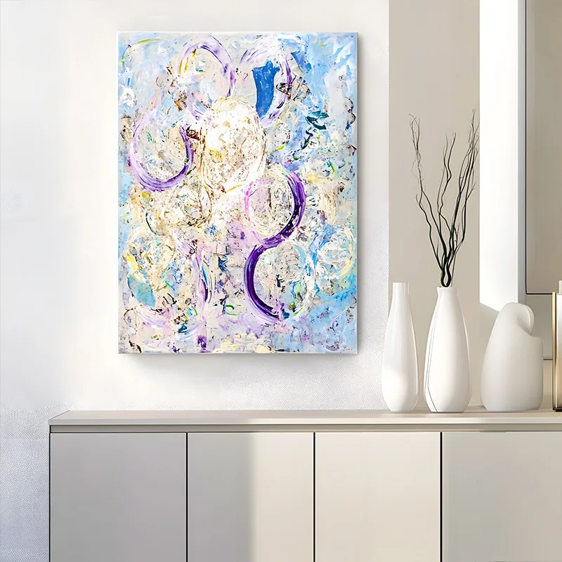 ภาพตกแต่งโรงแรม ภาพนามธรรมระดับไฮเอนด์ สำหรับตกแต่งทางเดินในคลับเฮาส์ ภาพแขวนผนัง ลายเครื่องมือ ชุดสีม่วง