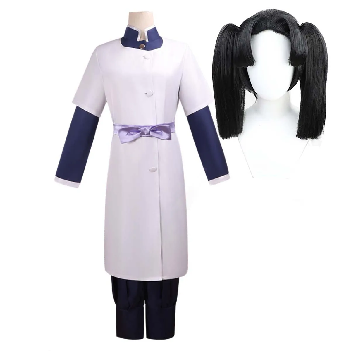 Женщины Demon Slayer Cos Kimetsu No Yaiba Aoi Kanzaki униформа медсестры костюм или парик Женщины Demon Slayer Cos Kimetsu No Yaiba Aoi Kanzaki униформа медсестры костюм или парик