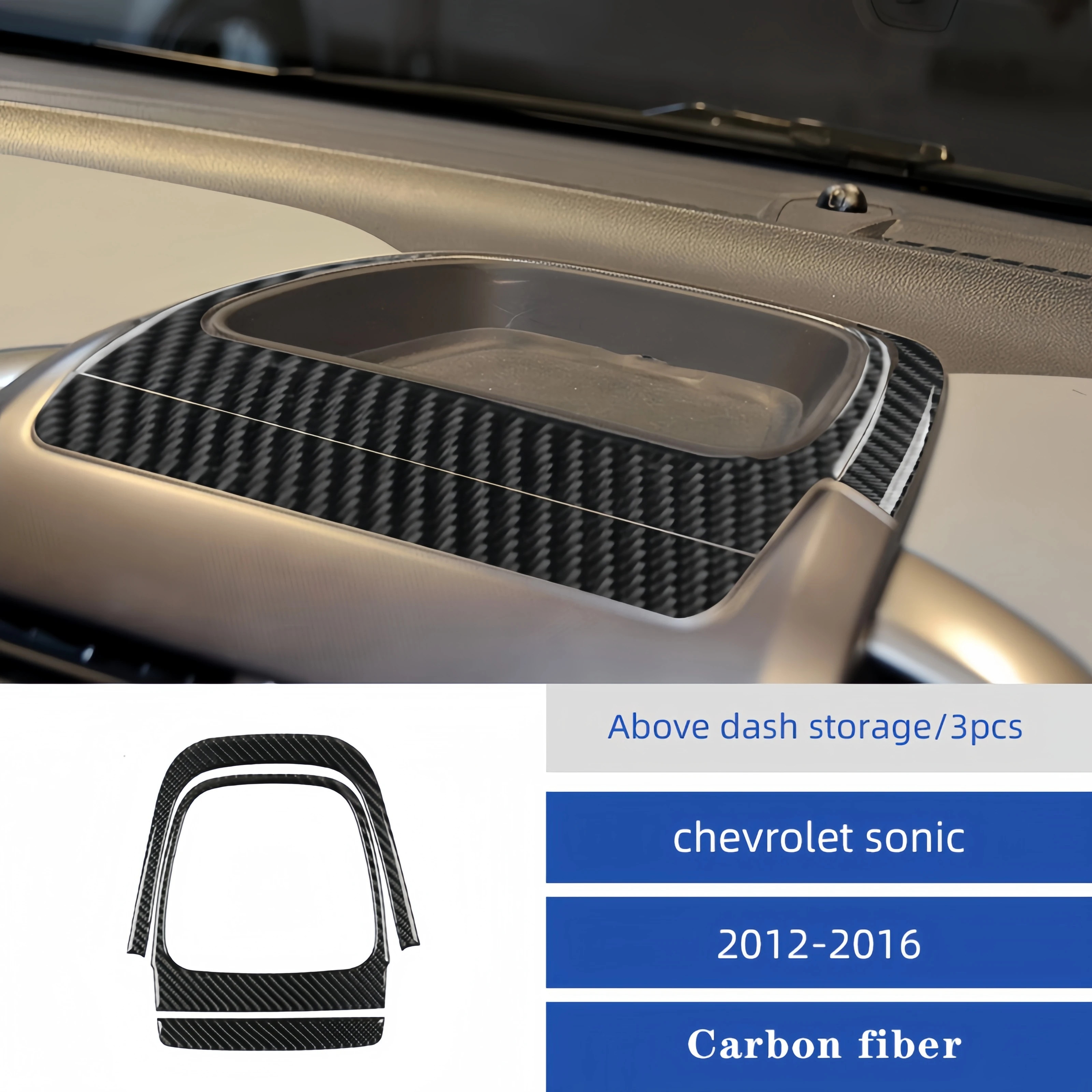 Carbon Fiber Interior For Chevrolet Sonic 2012-2016 Car Dashboard Storage Box Frame Cover Protecrive Trim Accesorios Para Auto