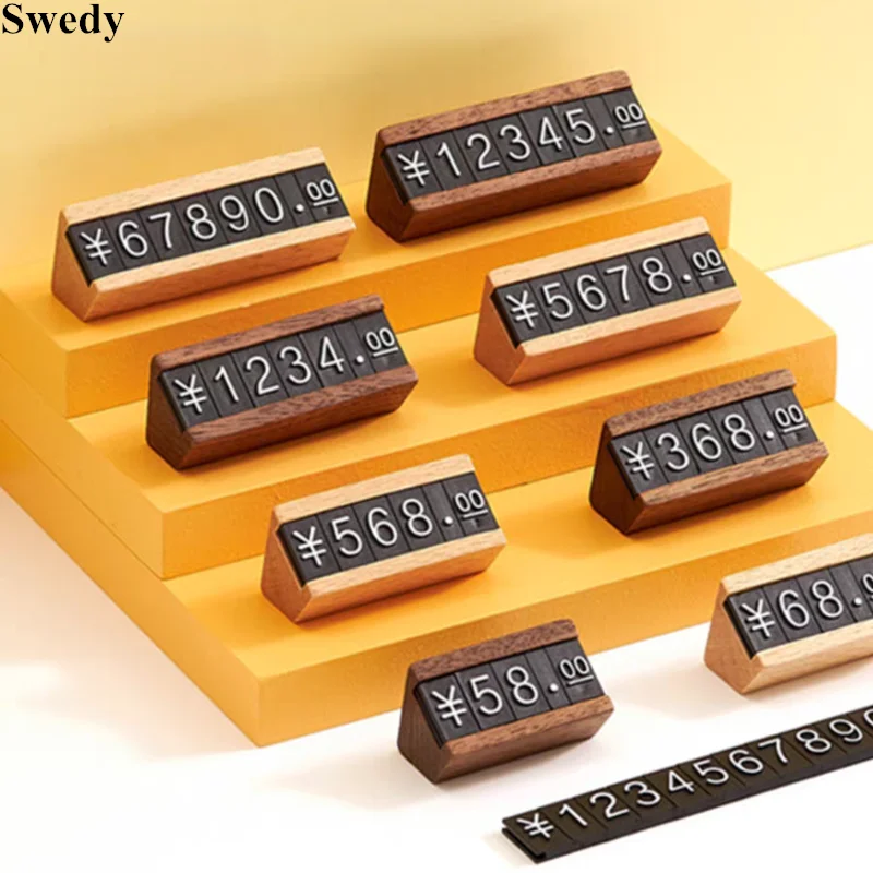 5 Pcs/lot Wooden Price Cubes Dollar Euro Adjustable Number Digit Phone Watch Jewelry Snack Food Counter Display Stand Sign Tags