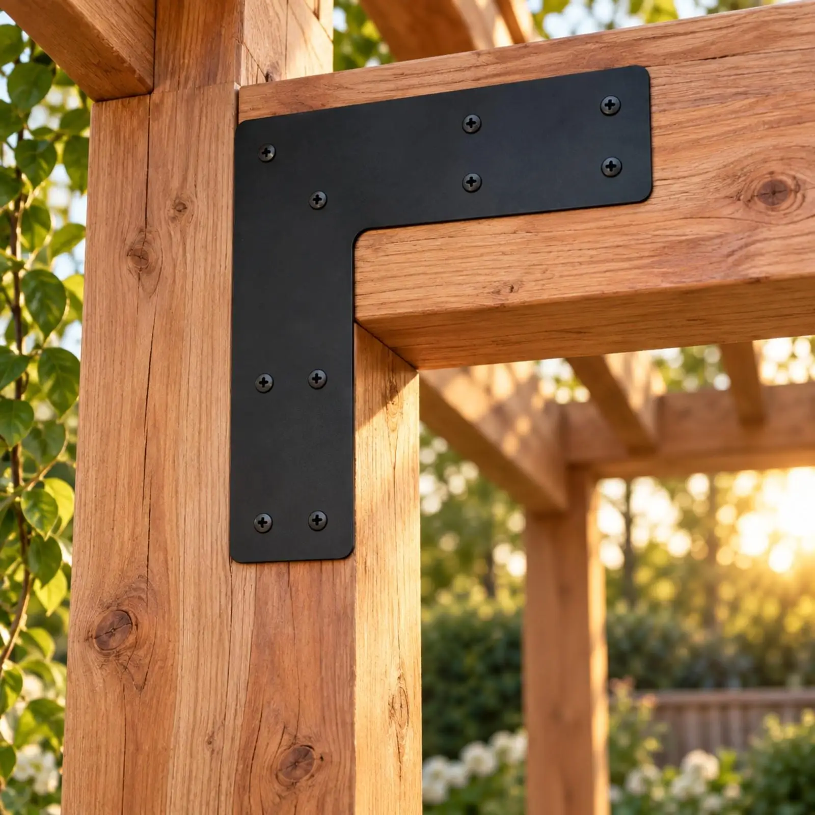 L Angle Metal Bracket Frame Connector Plate for Wood Structure Joint Fixing Gazebo Pergola DIY Carpentry