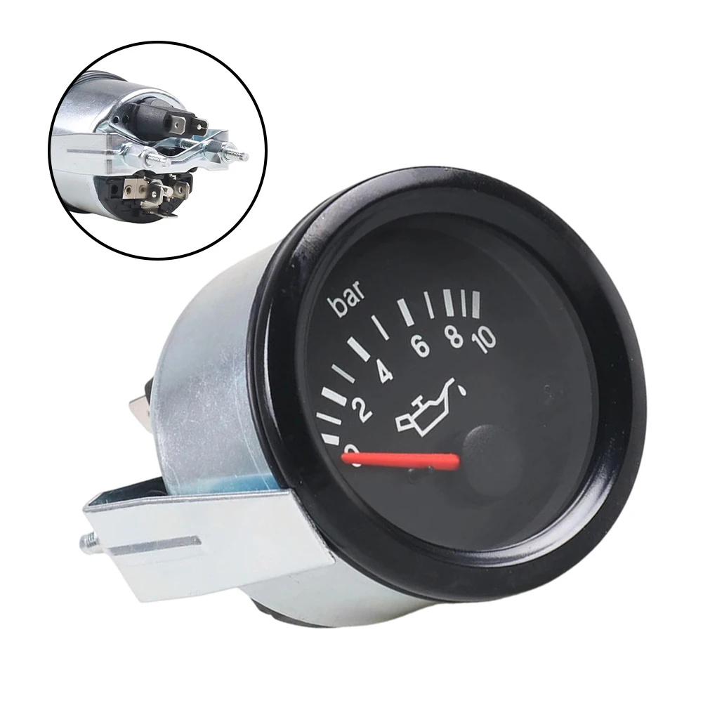 

Automotive Instrument Oil Pressure Gauge Analogue Pointer Display ABS Metal Construction Panel Mount Compatible