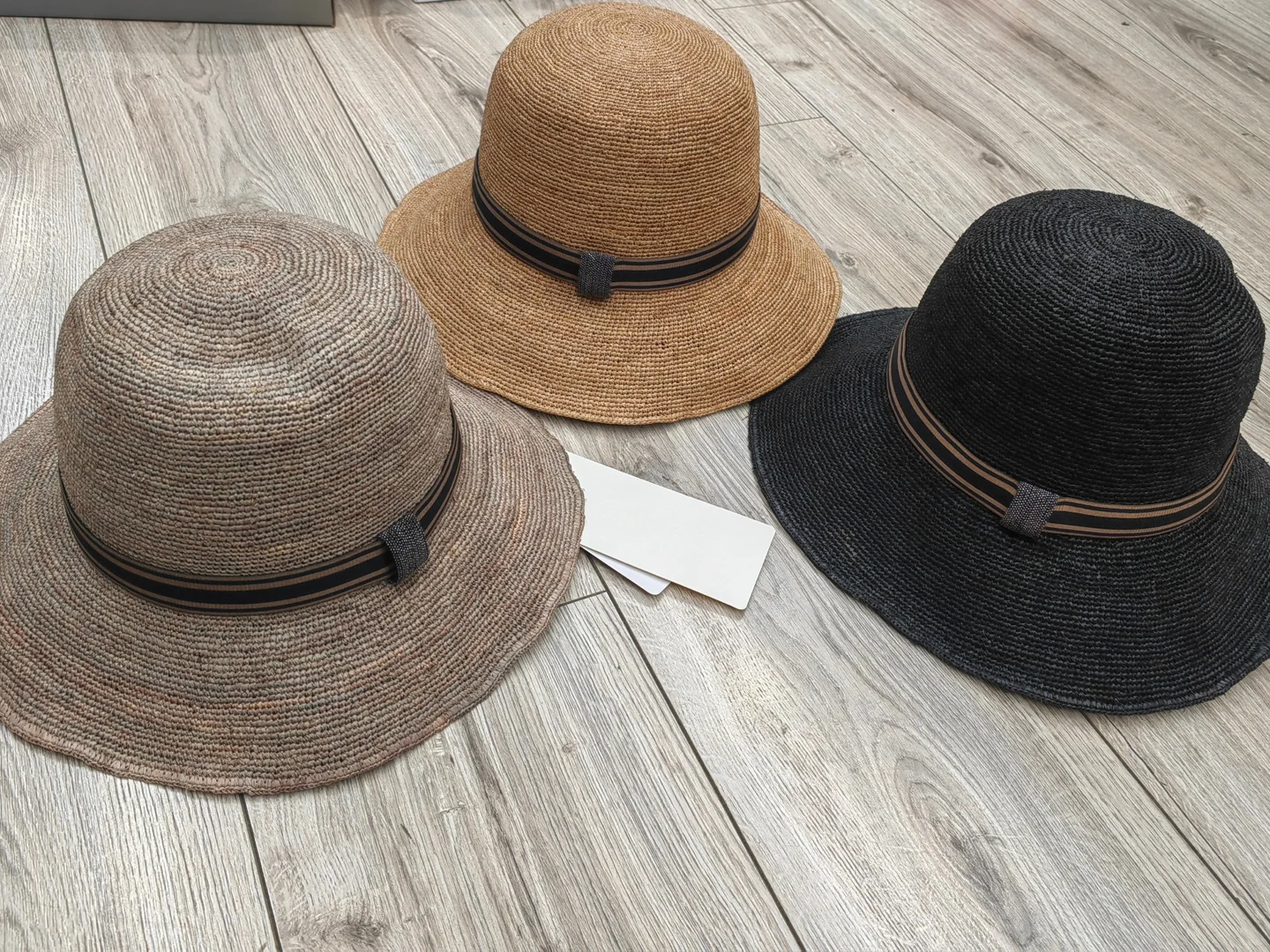 Heavy-Duty Beaded Necklace Decoration, Casual, Fashionable, Versatile, Sun Protection, Raffia Straw Hat For Women