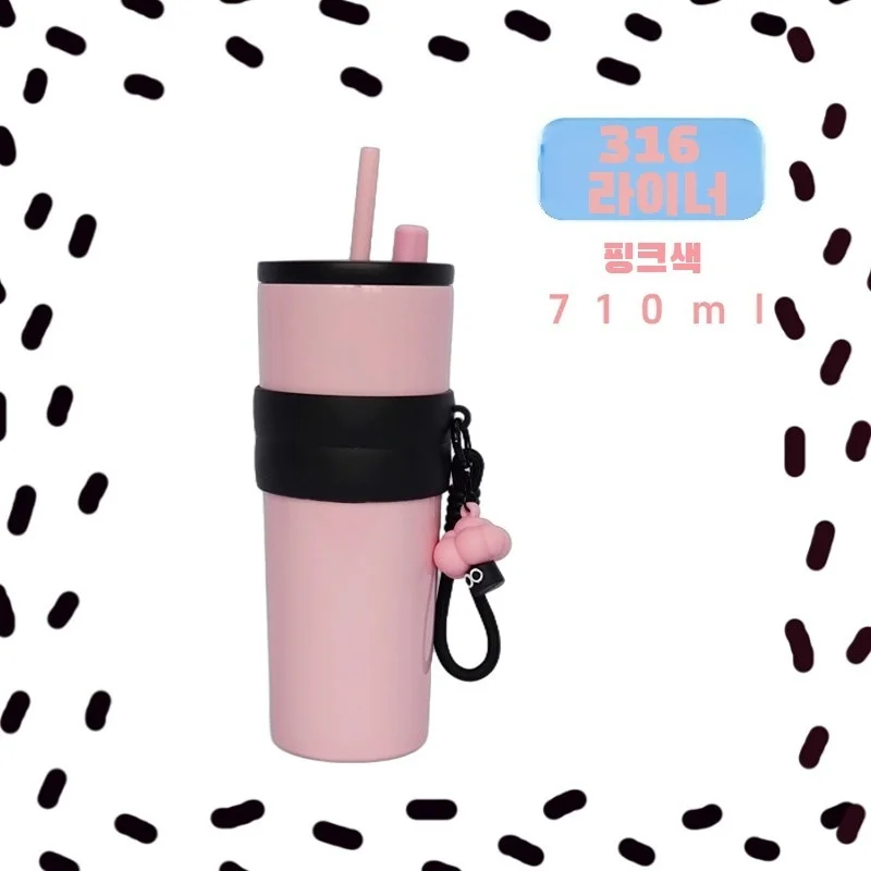 Portable thermos cup portable ceramic ice cup high-value car straw cup view 6