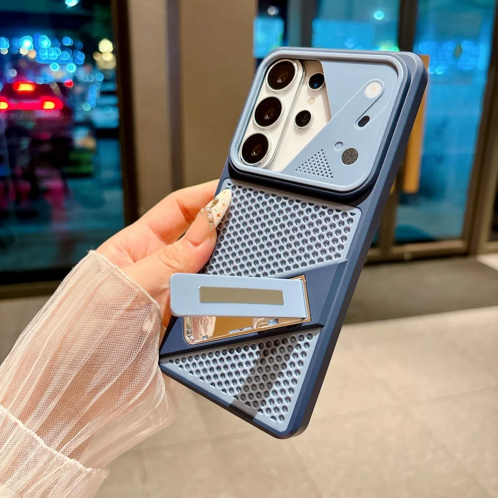 Luxury Silicone Heat Dissipation Holder Phone Case For Samsung Galaxy S26 S25 S24 S23 Ultra A57 A56 A37 Shockproof Bumper Cover