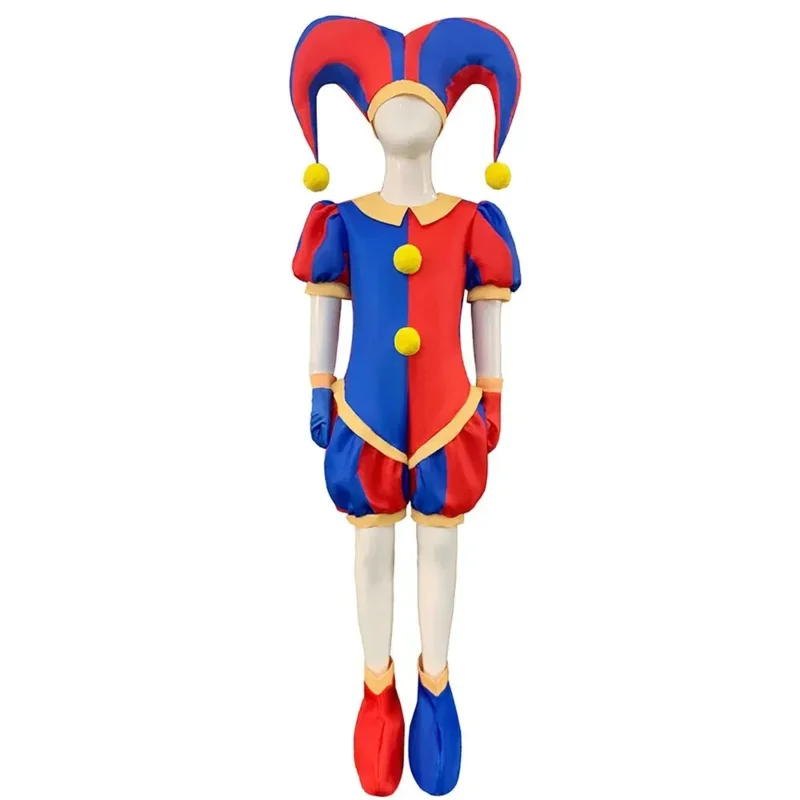 애니메이션 광대 재미있는 코스프레 코스튬 만화 캐릭터 코스튬 점프수트 풀 세트 유니폼, 소년 소녀 할로윈 카니발 의상