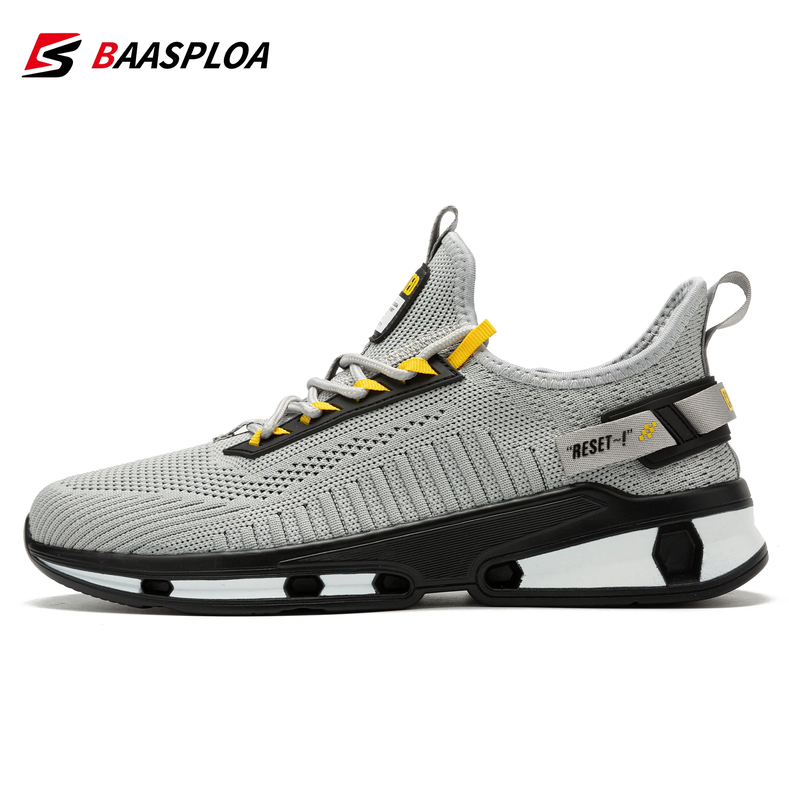 Baasploa Men Running Shoes Classic Mesh Breathable Casual Sneakers for Men Comfort Lightweight Sport Shoes Lace Up Male