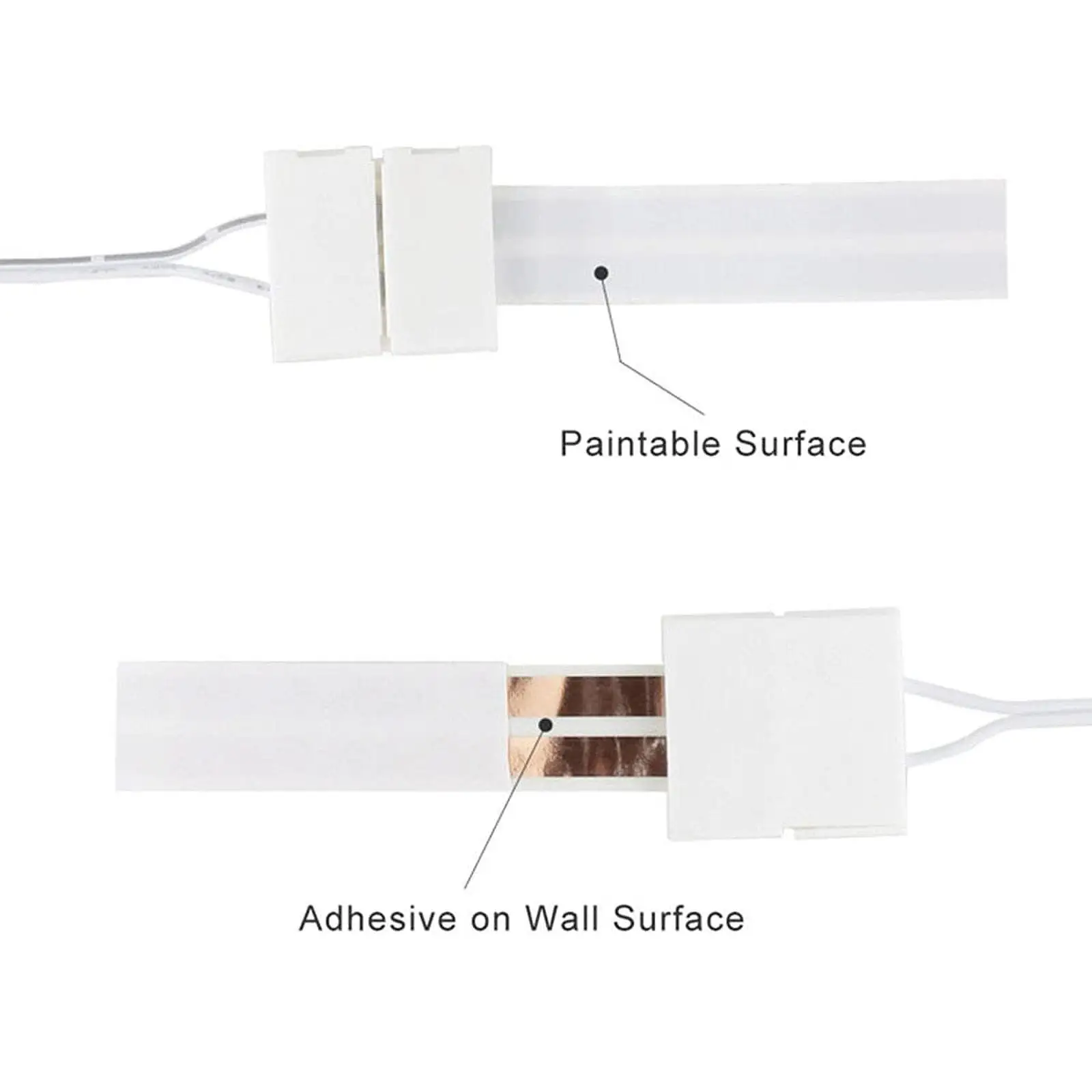 22AWG Electrical Wire 2 Conductor Copper Easy to Use White Extension LED Wire for Strips -fkb25 Connector Indoor Lights Lamp