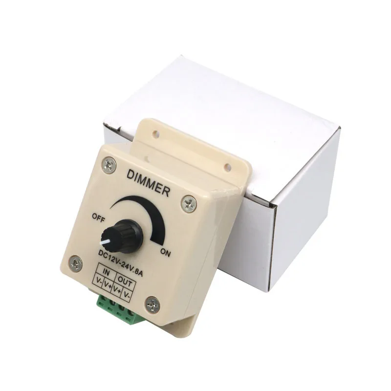 1PC Manual PWM Dimmer Knob Adjustable Switch Brightness Controller for LED Strip Ribbon DC 12V-24V 8A Output Current