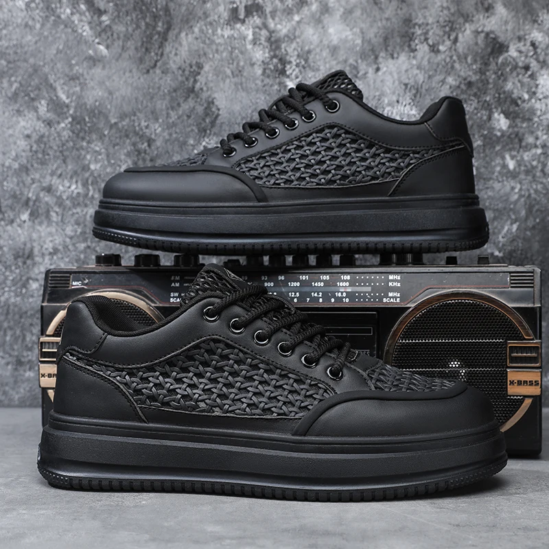 

Men's thick-sole breathable casual shoes summer hollow Joker outdoor walking shoes fashion youth lightweight sports board shoes