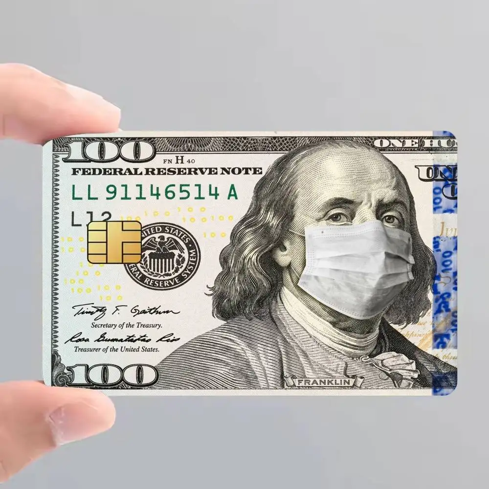Funny Dollar Credit Card Skin Stickers For Bank Card Bus Metro Card Sticker Waterproof
