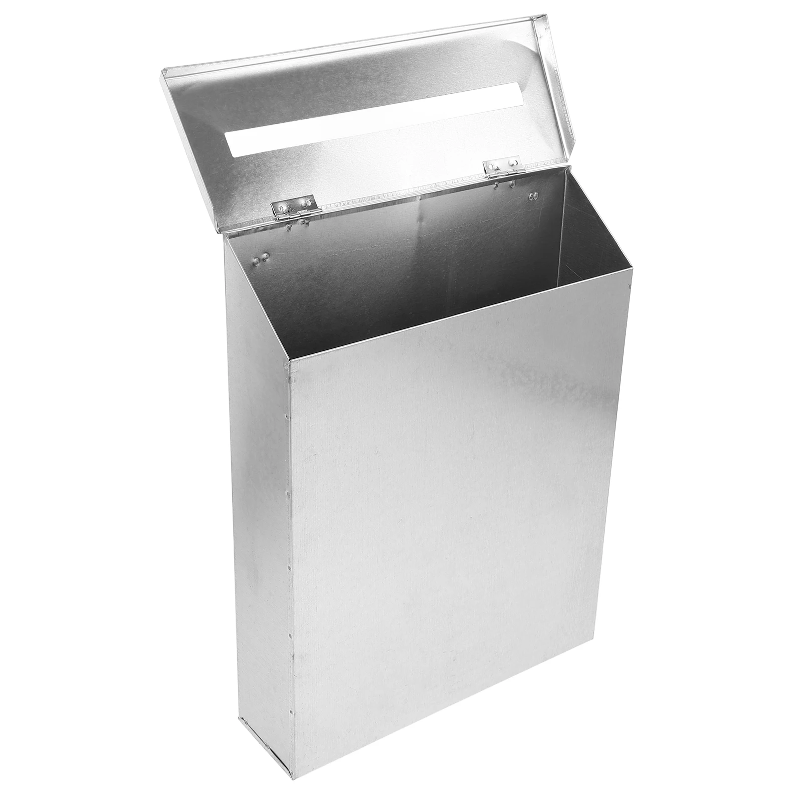 

Tin Mailbox Metal Wall Mount Iron Letter Box Style Silver Decor Props For Office Garden