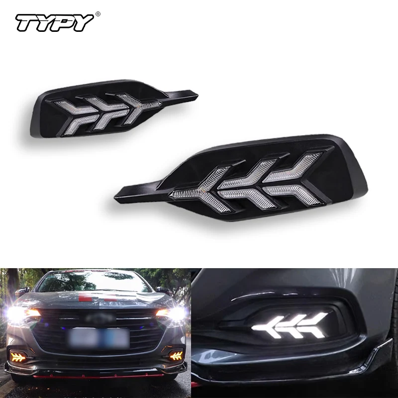 

TYPY Автомобильные светодиодные дневные ходовые огни для Chevrolet Monza 2016-2022 и Beyond DRL с противотуманными огнями желтого цвета с отверстием