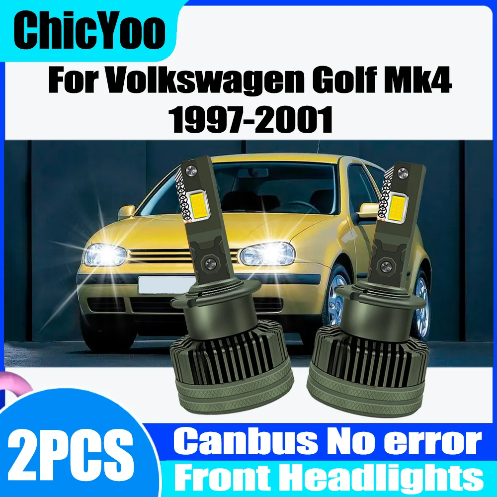 

2PCS High Power Auto HID Xenon Lights 3570 CSP Chips 120W 30000LM LED Headlamps 6000K White For Volkswagen Golf Mk4 1997-2001