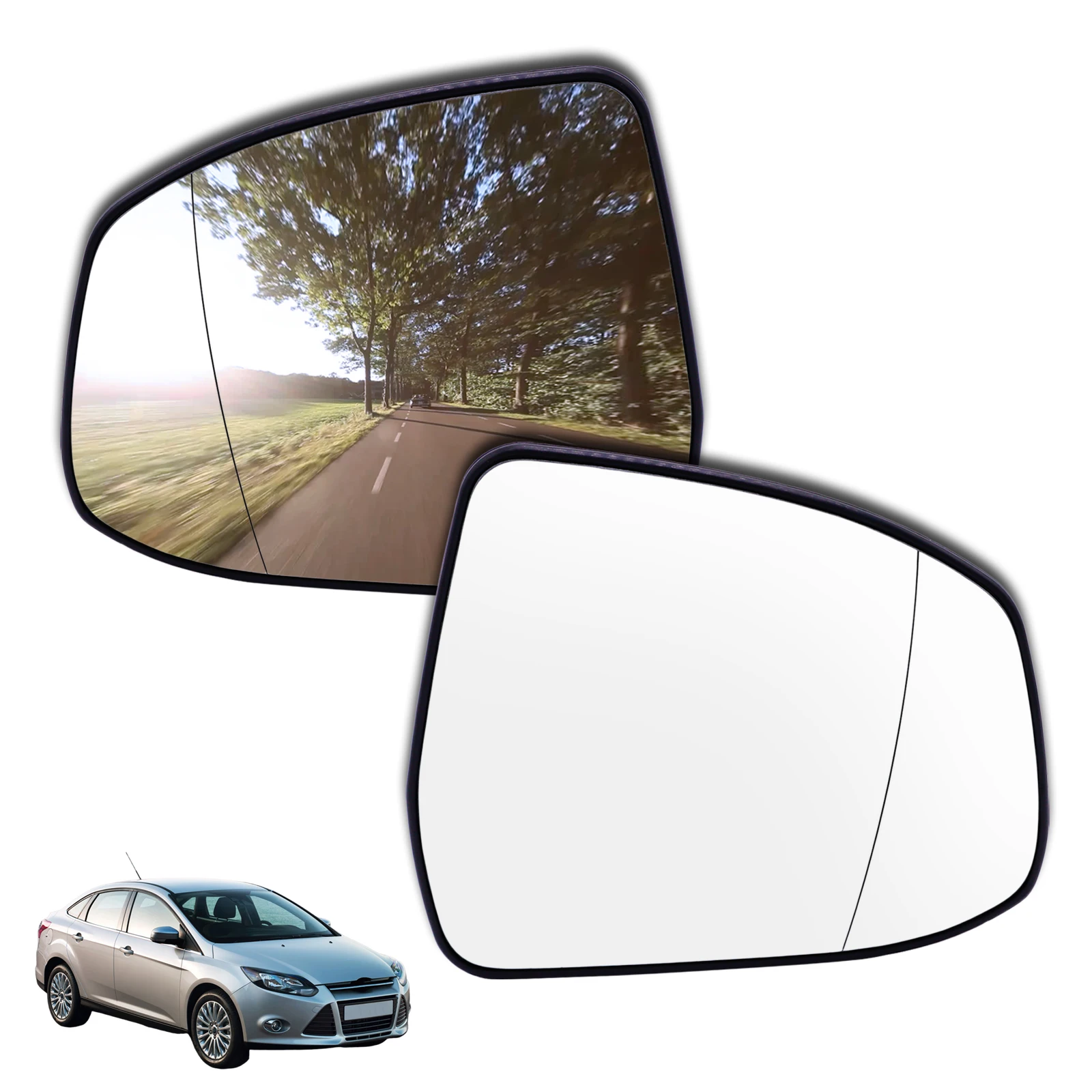 Left Right Side Wing Mirror Glass Heated Plate Convex Rearview Wide Angle For Ford Focus MK2 MK3 2008-2018 Mondeo MK4 2010-2014