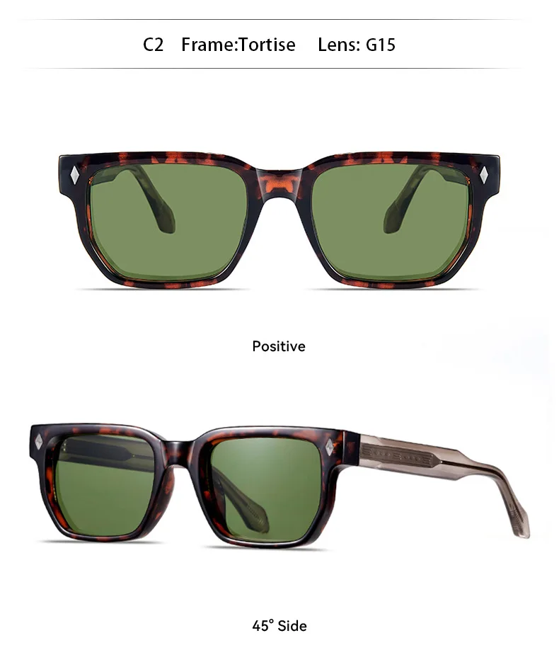 SHAUNA Retro Rivet Rectangle Sunglasses UV400 Sun Glasses