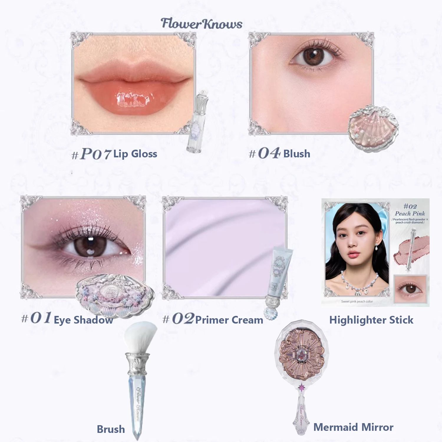 Fleur sait coquille bijoux Essence miroitant brillant à lèvres Blush pour joue rouge maquillage perle ombre à paupières océan mystérieux boîte-cadeau