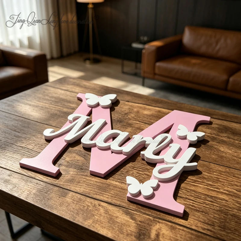 Custom Wooden name with flowers, baby name with daisies, customized wall name, namen aus holz mit blumen, nursery wall sign,