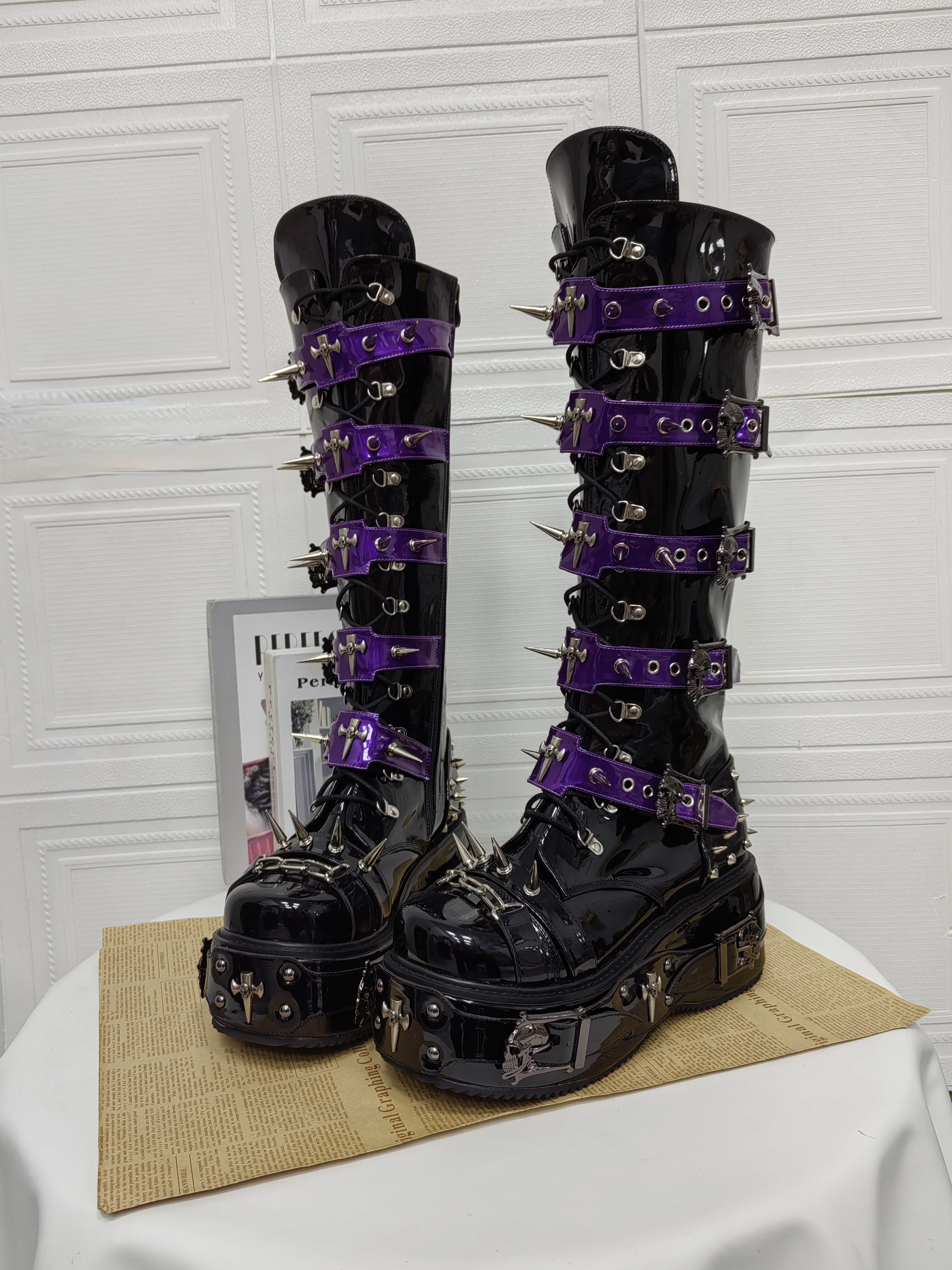 Women Dark Street Motorcycle Punk Long Boots Women High Heels