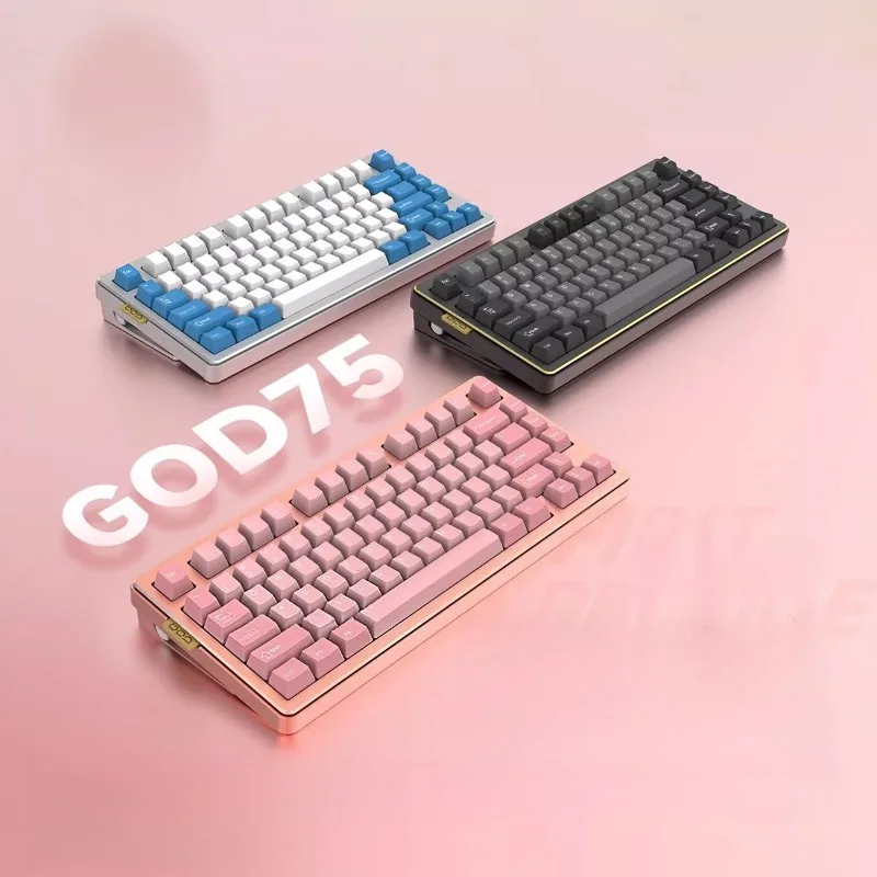GOD75 Mechanical Keyboard Customized Wired Single-mode CNC Aluminum VIA Ergonomic Gaming Office Mechanical Keyboard Kit DIY Gift