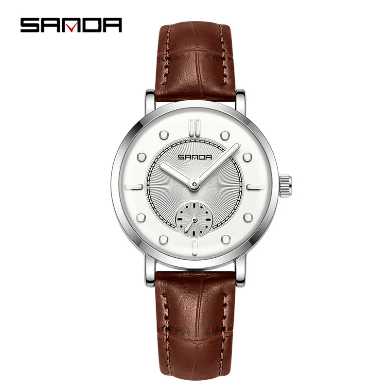 SANDA 1140 Quartz Watch Fashion Simple Waterproof Belt Women's Watch Night Light Trendy Wristwatch for Ladies