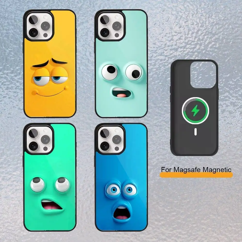 

interesting E-emoji Phone Case for iPhone 17,16,15,14,13,12,11 Plus,Pro Max Magnetic Wireless Charging Cover