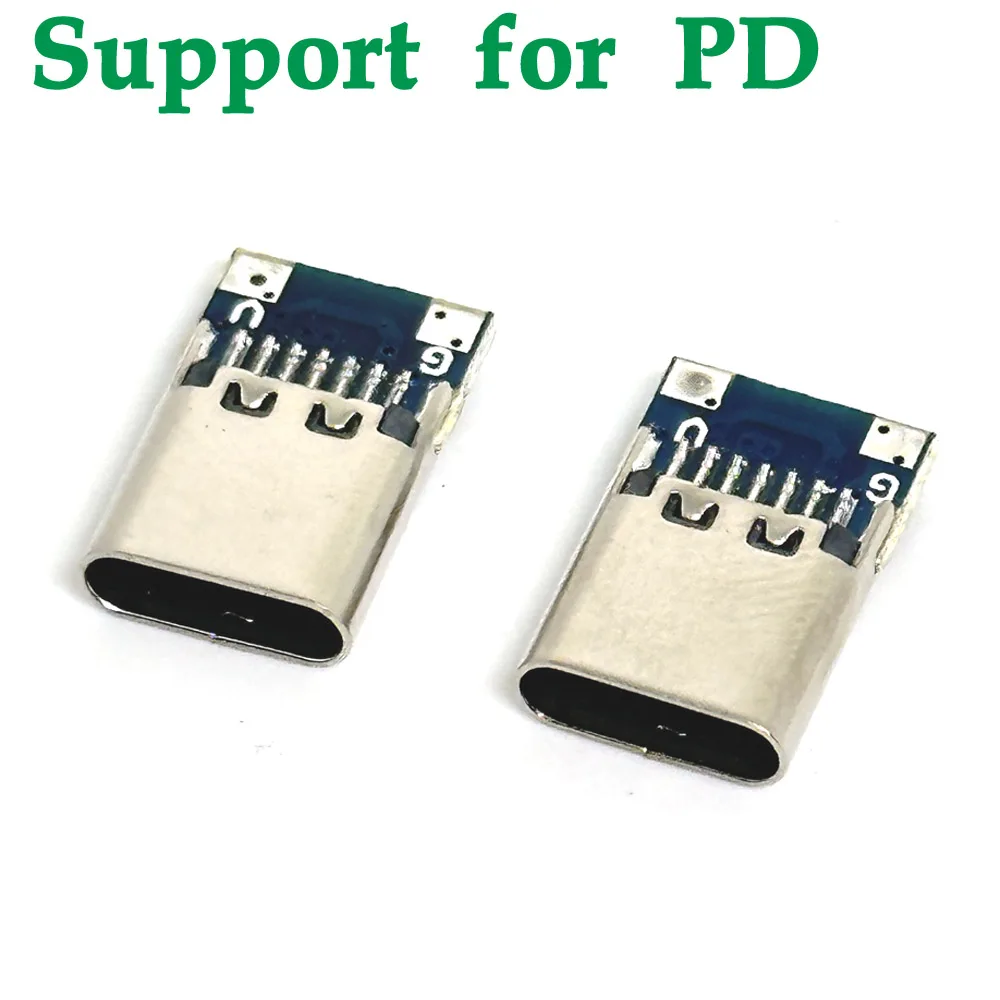 1/2/5/10szt Złącze USB 3.1 typu C Obsługa gniazda żeńskiego PD Gniazdo przez otwory PCB 180 Pionowa osłona Podwójny rezystor