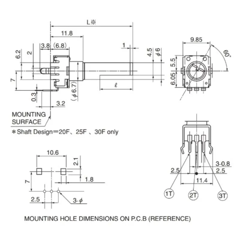 2PCS Mixer Rotary Potentiometer RK09 Vertical 3-Pin B50K B503 D Shaft Length 23MM Volume Potentiometer