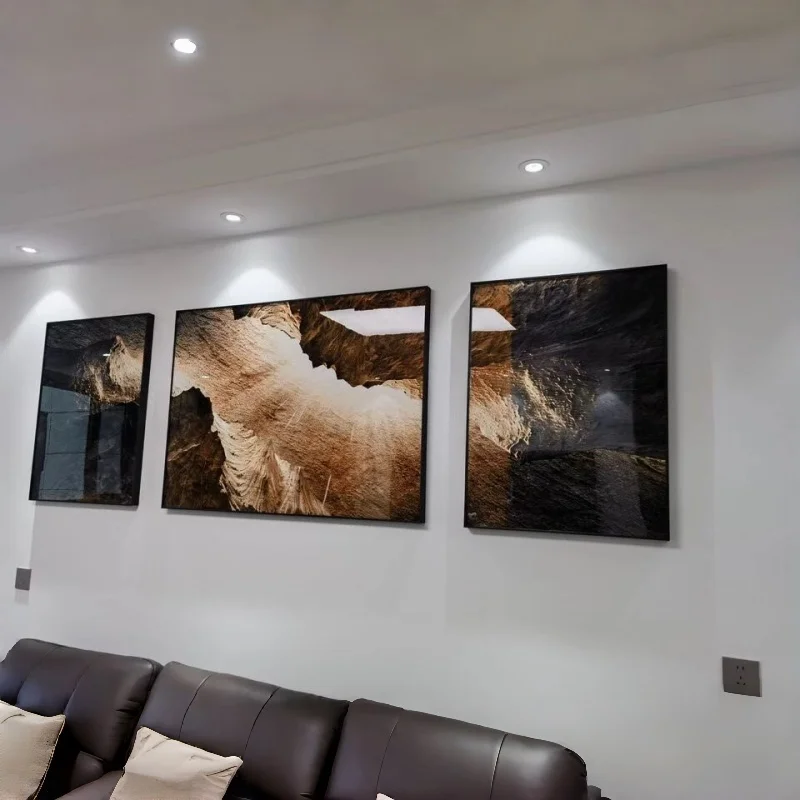 Modern Luxury Living Room Decoration Painting Abstract Sofa Background Wall Hanging Painting Wall Lamp Triple Texture Painting