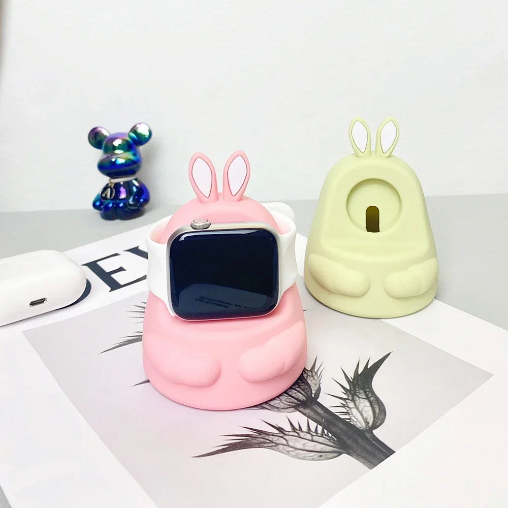 Charge Stand For Apple Watch Cute Bunny Pattern Charging Dock Station Desktop Beside Holder for iWatch 8 7 6 5 4 3 2 SE