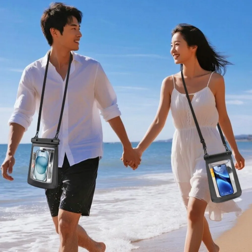 Touchable Screen Waterproof Mobile Phone Bag Transparent PVC Phone Protector Pouch Universal Crossbody with Lanyard