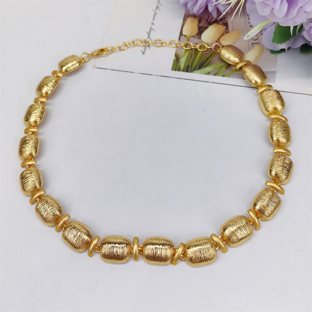 ESALE Gold Color Jewelry Sets For Women Luxury Quality Necklace Earrings Bracelet And Ring Dubai African 18K Gold Plated Jewelry