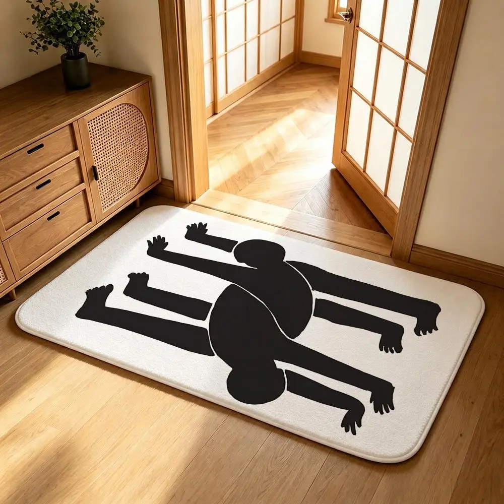 Human Silhouette Art PrintS Floor Mat Shower Foot Mat, Bedside Carpet, Entrance Absorbent Doormat, Soft Non-Slip