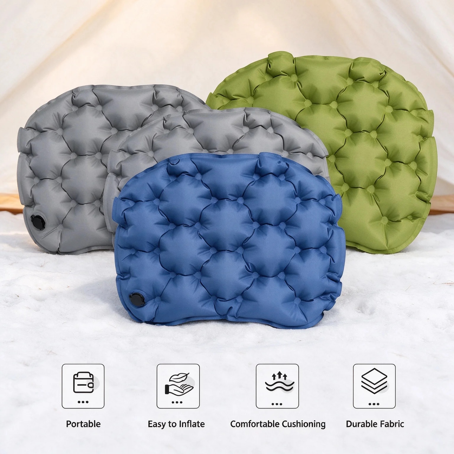1Pc Outdoor Moisture-proof Inflatable Cushion, Portable Single Camping Seat Pad for Hiking Travel