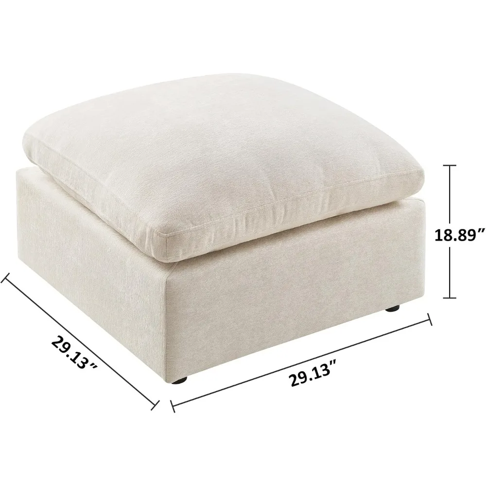 Upholstered Square Modular Ottoman Chenille Footrest Seat Cube for Living Room Sectional Sofa