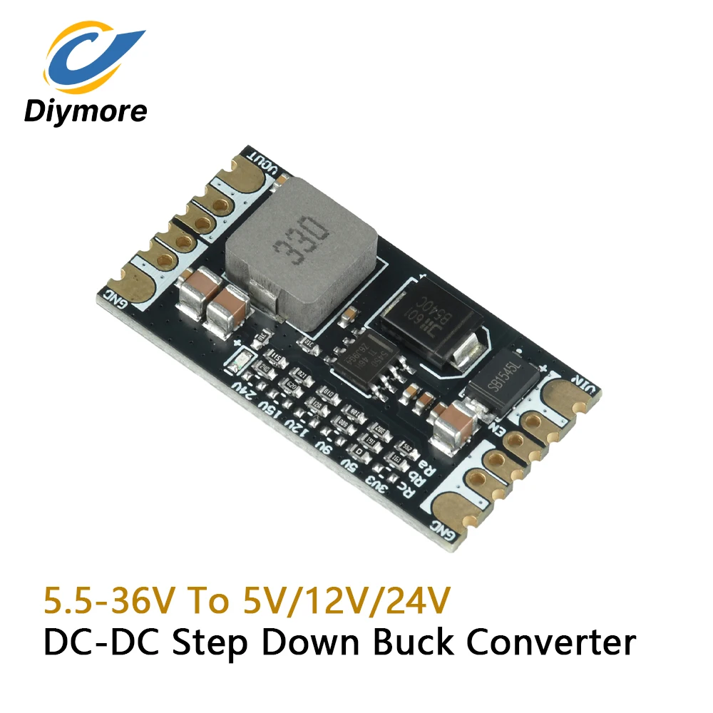 5.5-36V To 5V/12V/24V DC-DC Step Down Power Module RV Truck Battery Step Down Monitor Power Module 500KHz Switching Buck Board