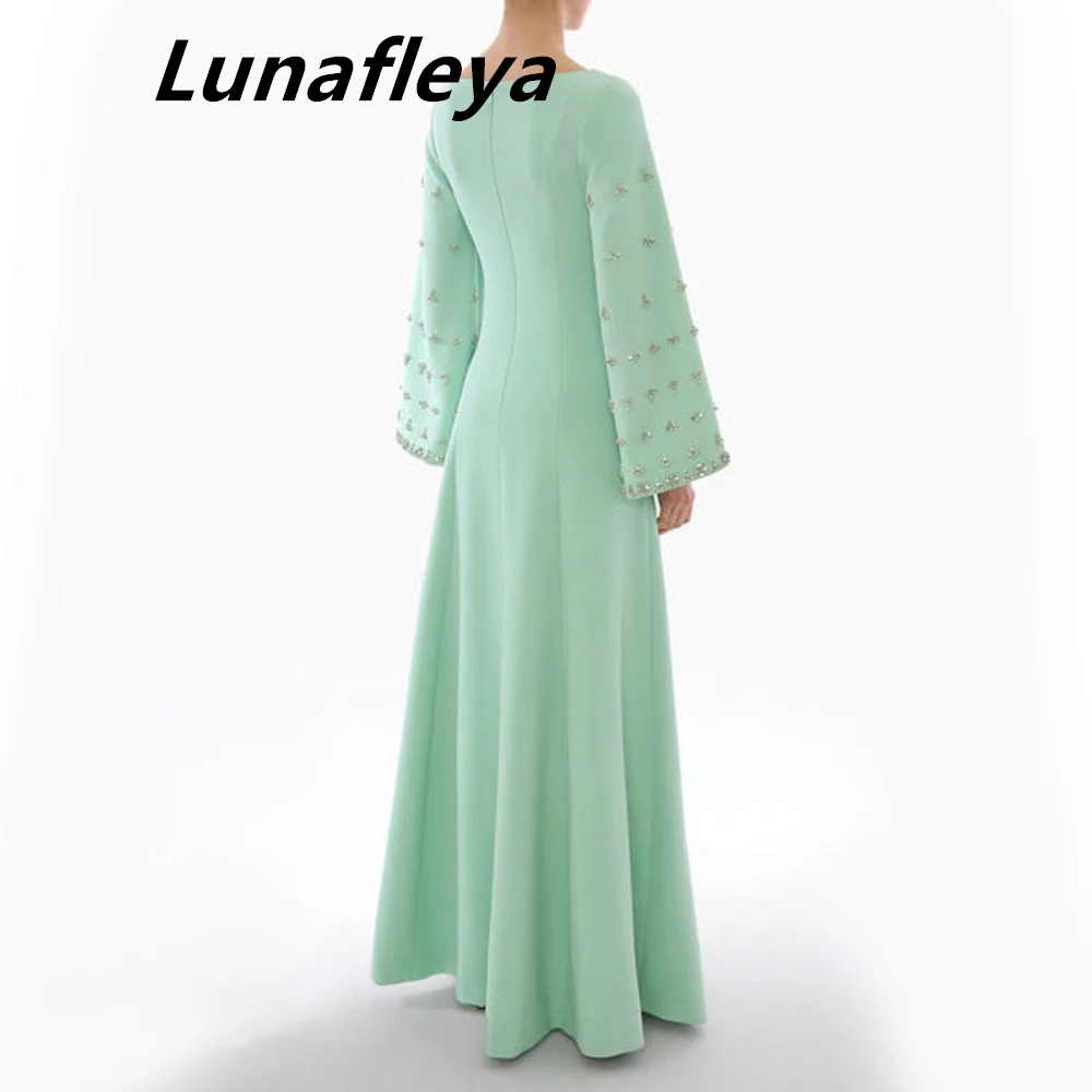 LUNAFLEYA Formal Dress O-Neck Beading Party Prom Dress Staight Long Sleeves Decent Evening Dress Floor-Length Saudi Arabia 2024