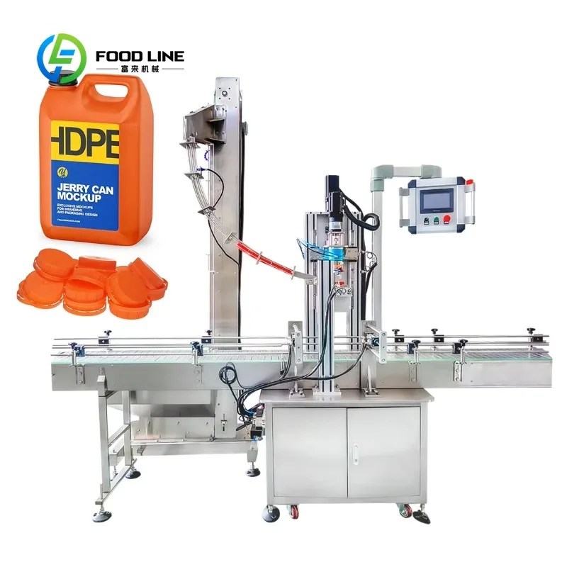 Customized Plastic Bucket Lid Capping Machine, Pneumatic Automatic Cap Lock Closing Feeding & Screwing Capper