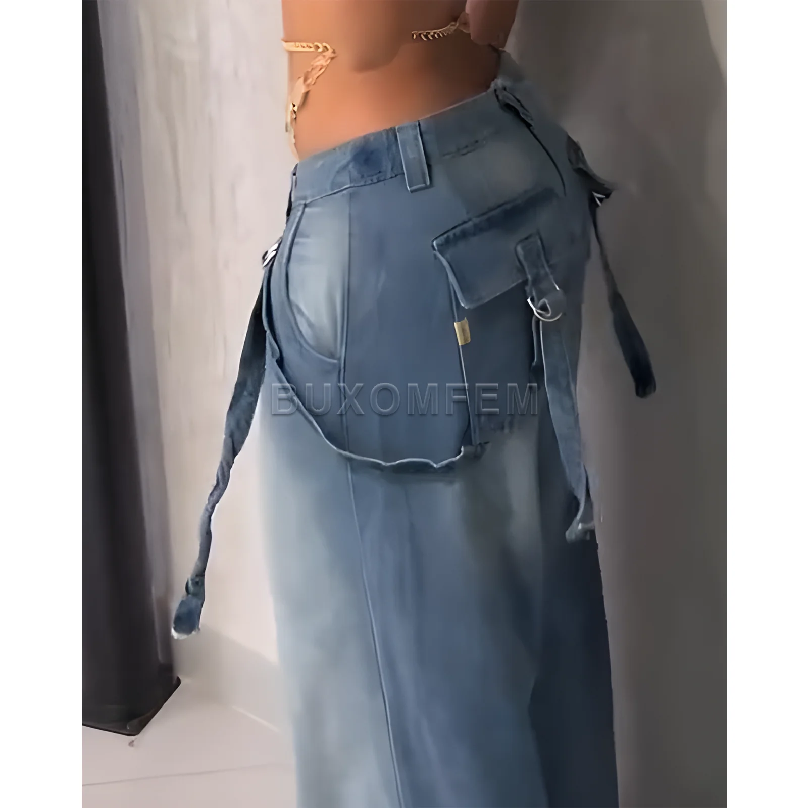 المرأة أنيق واسعة الساق السراويل السيدات الدنيم السراويل الإناث واسعة الساق فضفاض الجينز 2025 موضة السراويل الفضفاضة Y2k الشارع الشهير الزي