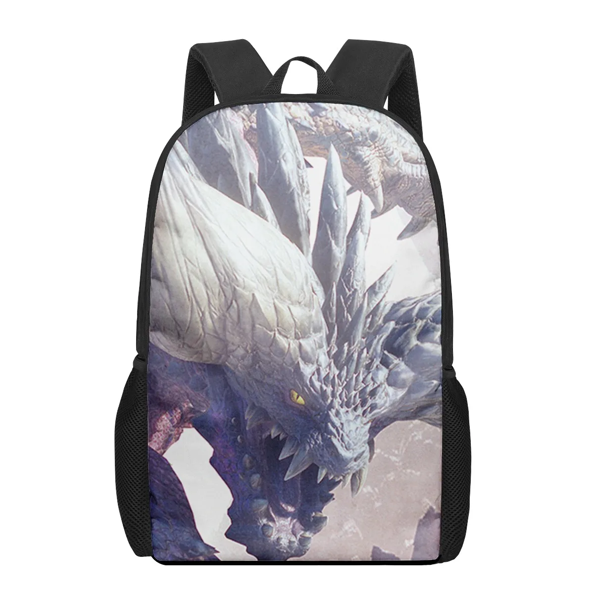 Monster Hunter World: Iceborne 3D-Muster Schultasche für Kinder Mädchen Jungen Lässige Büchertaschen Kinderrucksack Jungen Mädchen Schultasche