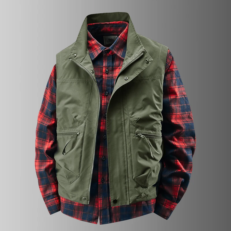 الرجال في الهواء الطلق عالية الجودة عادية تنوعا سترة دون أكمام لربيع الخريف يرتدي يندبروف تنفس الرجال سترة جلدية