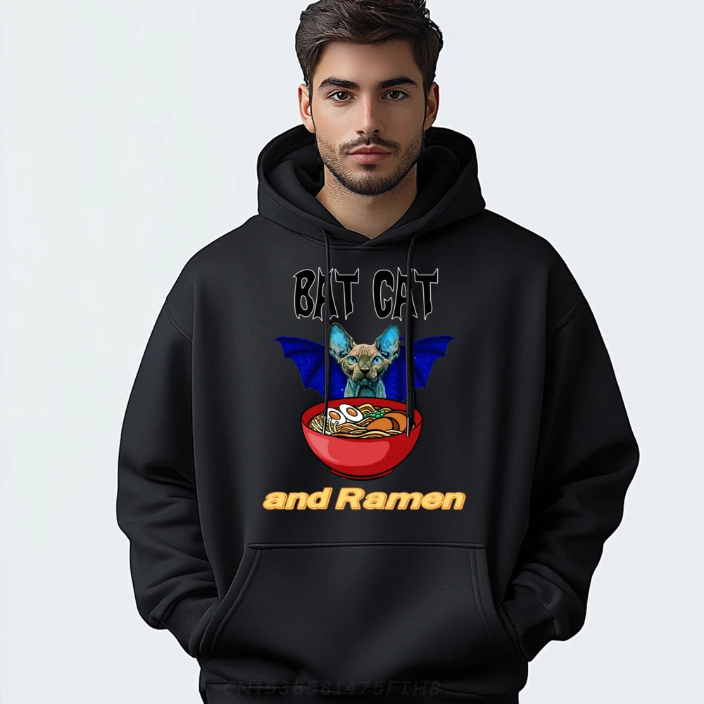 

Bat Cat Ramen Funny Sphynx Hairless Bald Kitten Noodle 3d Printed Sweatshirts Hoodies Men Happy New Years