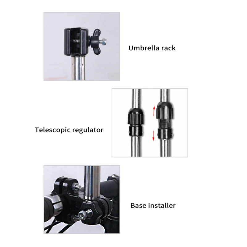 Umbrella Holder Adjustable Umbrella Clamp for for Stroller Electric Vehicle Bicycles Skateboards Eheelchairs Adjustable angle