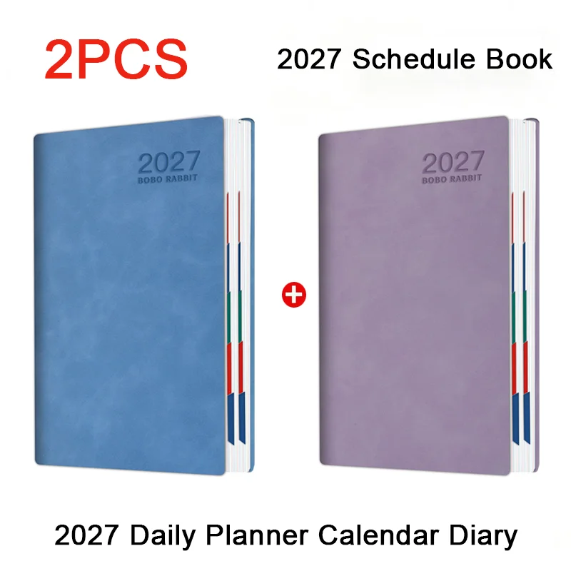 2 Pack 2027 Weekly & Monthly Planner Soft PU Cover Annual Plan Journal Organizer Notepad for Office School Daily Schedule Statio