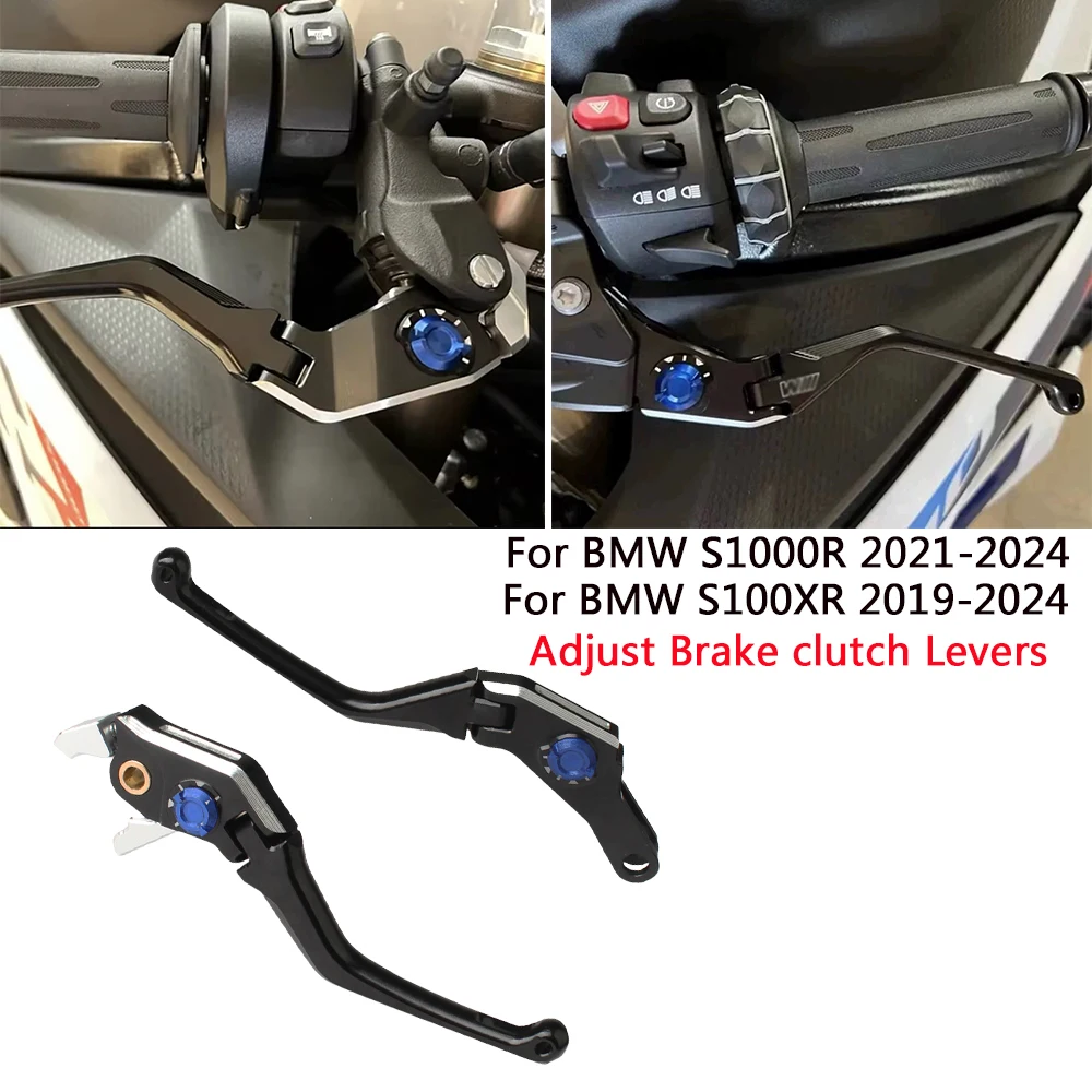 

With M Motorcycle CNC Aluminum Folding Adjust Brake Clutch Levers For BMW S1000RR 2019- S1000R 2021-2022-2024 S1000XR 2019-2024