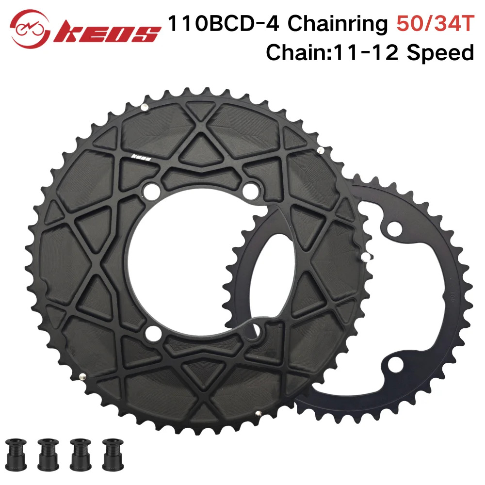 KEOS CNC Aluminum Double Chainring 110BCD Road Bike Compatible 11/12 Speed For R7100 R8100 R9200 R7000 105 UT DA 50-34T 54-40T image 3