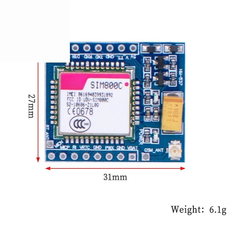 Módulo  placa PCB electrónica V 3,3 V SIM800C GSM GPRS Placa  sarrollo TTL IPEX con Bluetooth TTS STM32 para Arduino
